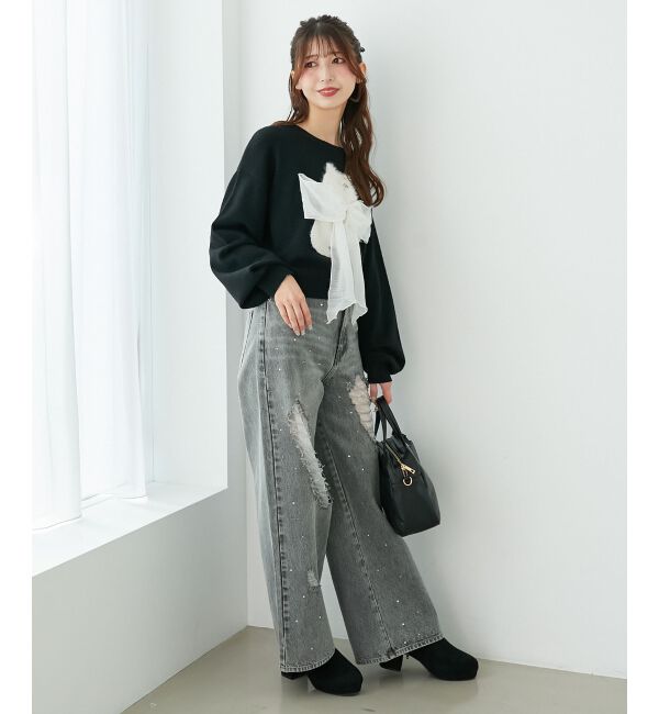  「◎ふわふわLadycatリボンニット」|ニット・セーター|