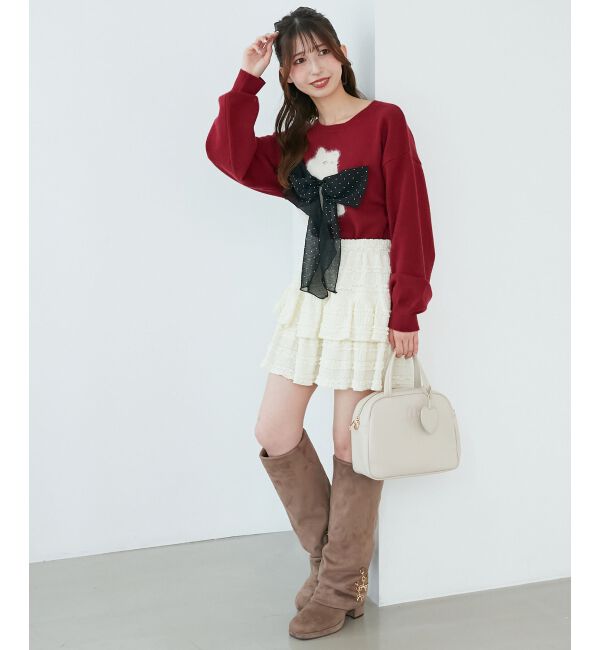  「◎ふわふわLadycatリボンニット」|ニット・セーター|