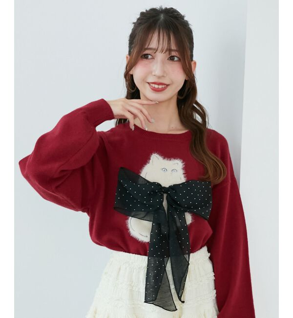  「◎ふわふわLadycatリボンニット」|ニット・セーター|