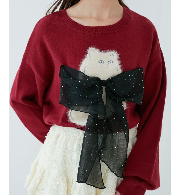  「◎ふわふわLadycatリボンニット」|ニット・セーター|