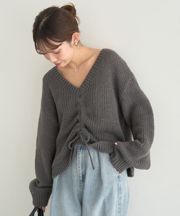 earth music&ecology「フロントシャーリングニットプルオーバー」|ニット・セーター|