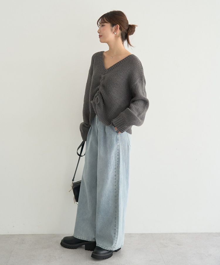 earth music&ecology「フロントシャーリングニットプルオーバー」|ニット・セーター|