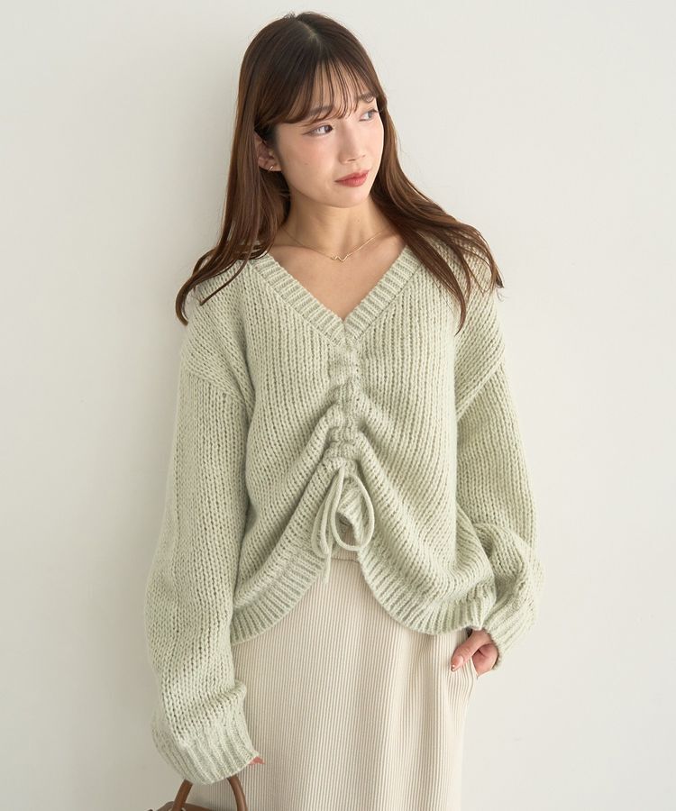 earth music&ecology「フロントシャーリングニットプルオーバー」|ニット・セーター|
