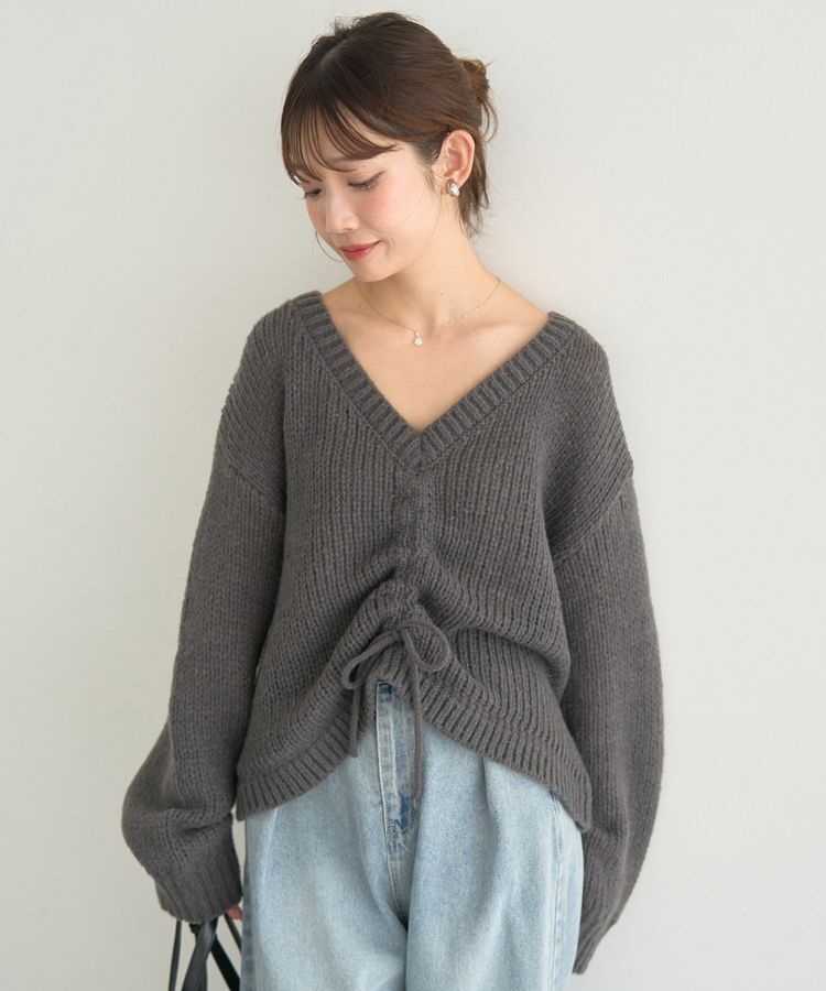 earth music&ecology「フロントシャーリングニットプルオーバー」|ニット・セーター|