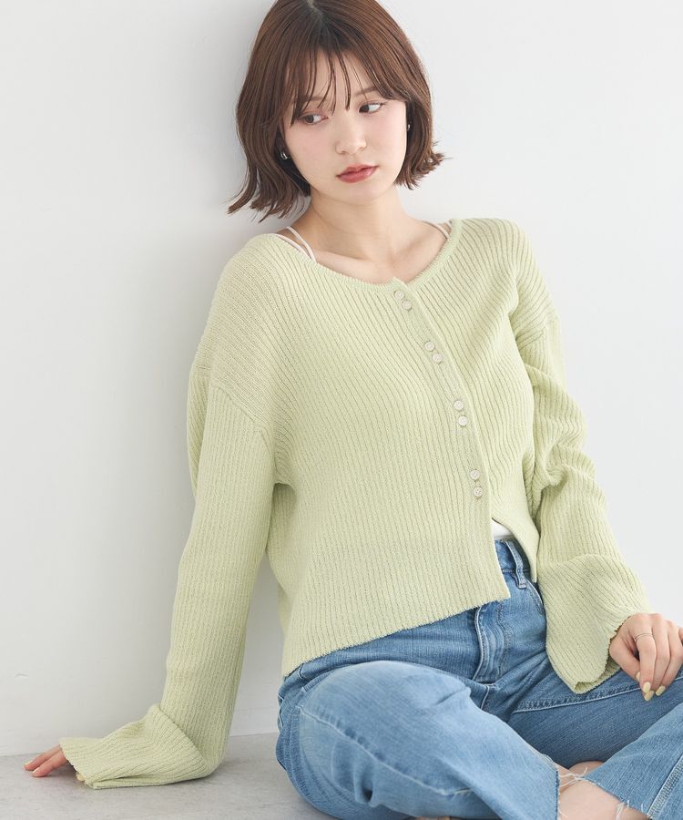 earth music&ecology「リブクロップドカーディガン」|カーディガン|