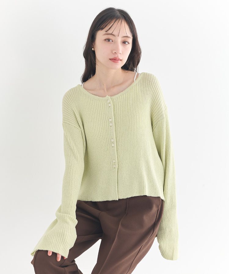earth music&ecology「リブクロップドカーディガン」|カーディガン|