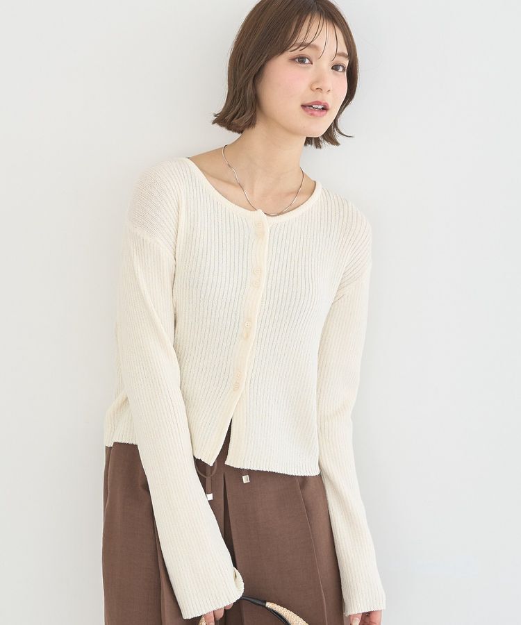 earth music&ecology「リブクロップドカーディガン」|カーディガン|