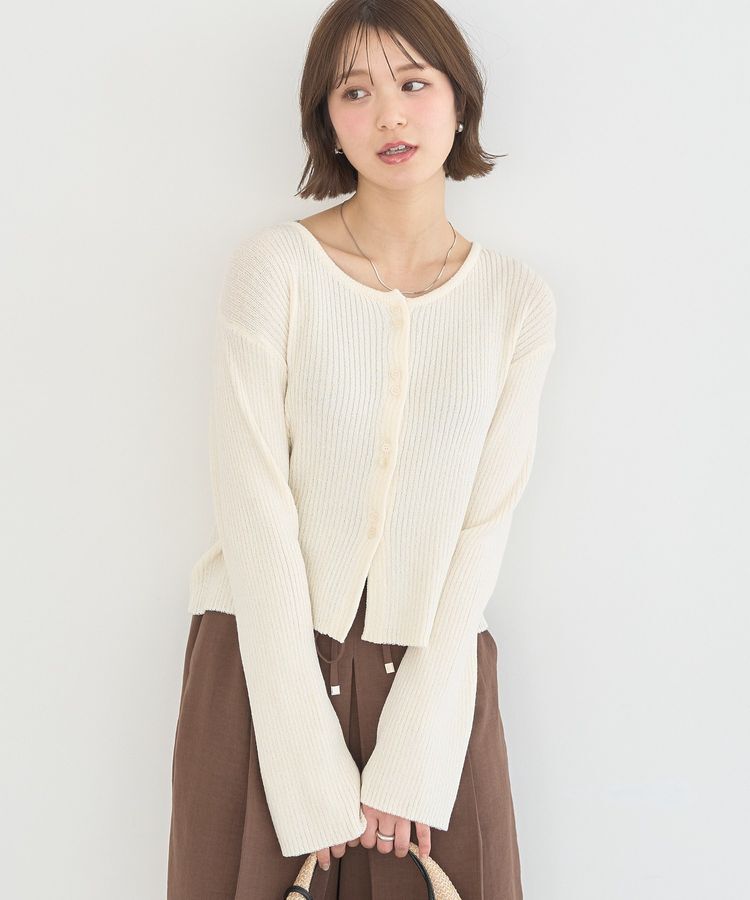 earth music&ecology「リブクロップドカーディガン」|カーディガン|