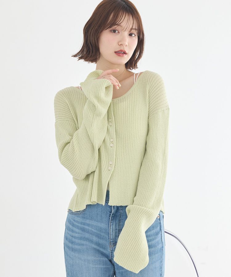 earth music&ecology「リブクロップドカーディガン」|カーディガン|