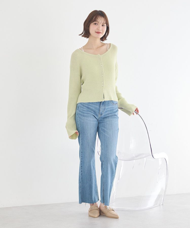earth music&ecology「リブクロップドカーディガン」|カーディガン|