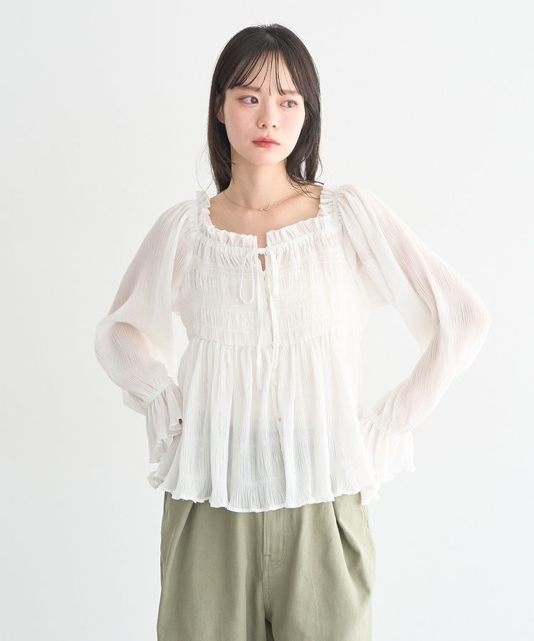 earth music&ecology「シャーリングフリルオフショルブラウス」|シャツ・ブラウス|