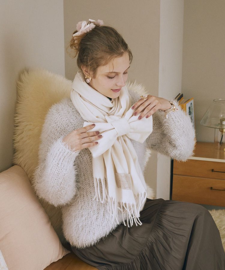Maison de FLEUR「リボン付きストール」|ストール|