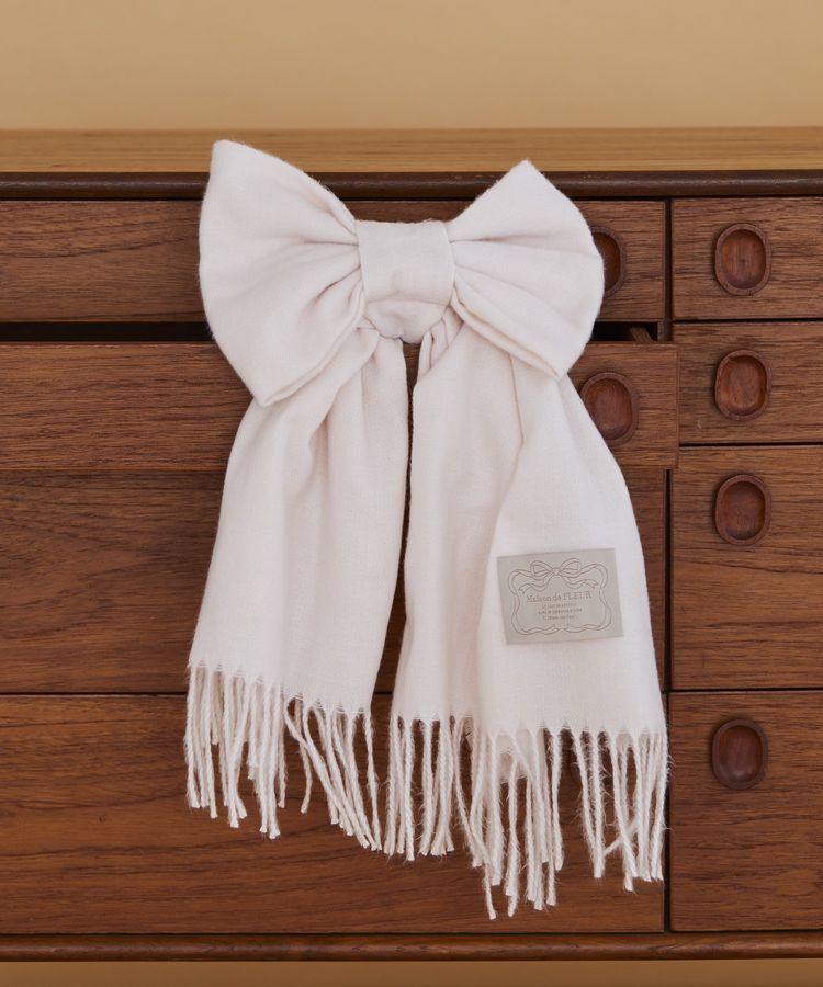 Maison de FLEUR「リボン付きストール」|ストール|ライトピンク