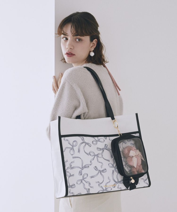 Maison de FLEUR「リボンプリントクリアポーチ」|ポーチ|