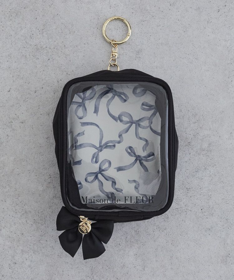 Maison de FLEUR「リボンプリントクリアポーチ」|ポーチ|ブラック