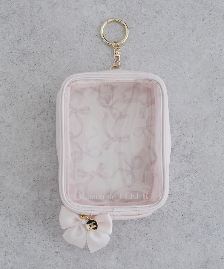 Maison de FLEUR「リボンプリントクリアポーチ」|ポーチ|ピンク