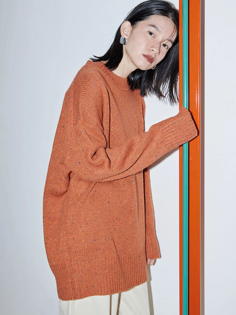  「カラーネップニットチュニック」|ニット・セーター|テラコッタ