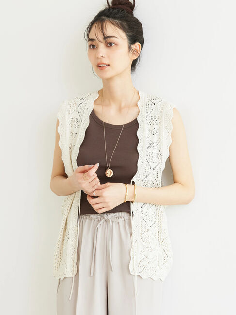 AMERICAN HOLIC「透かし編みニットベスト」|ベスト・ジレ|