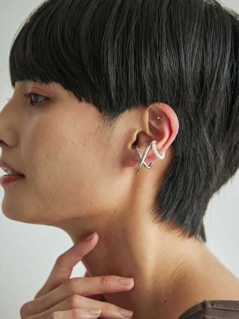  「ダブルカーブ&times;パールセットイヤカフ」|その他|
