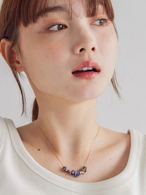  「天然石&times;メタルネックレス」|ネックレス|ブルー