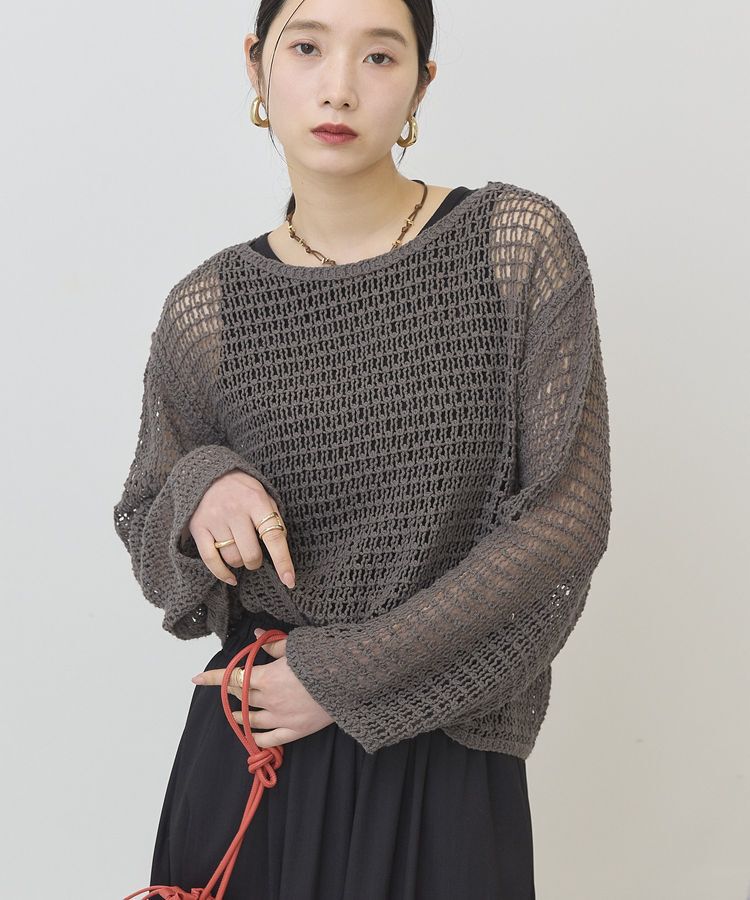 AMERICAN HOLIC「刺繍メッシュプルオーバー」|ニット・セーター|Charcoal Gray