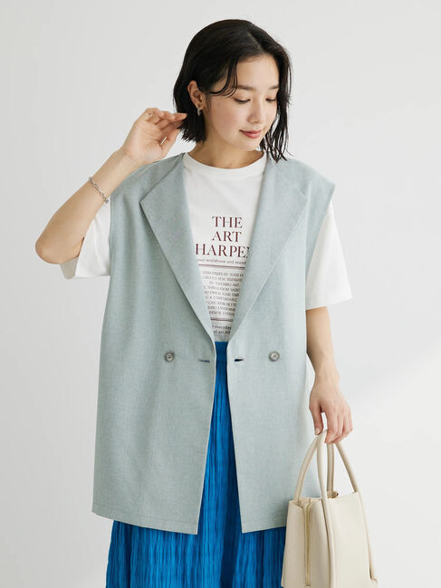 Green Parks「接触冷感　折り返しラペルベスト」|ベスト・ジレ|ブルーグリーン