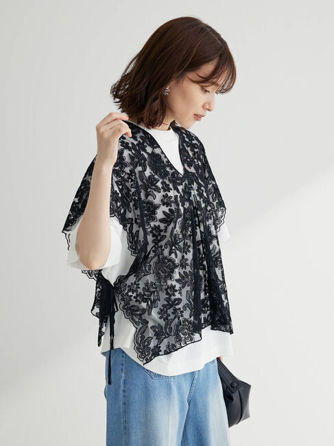 Green Parks「・SUGAR　SPOON　2way刺繍レースベスト」|ベスト・ジレ|Black