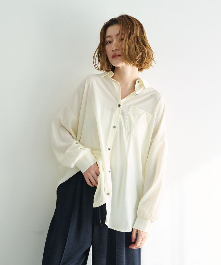 YECCA VECCA「バックギャザーロングシャツ」|シャツ・ブラウス|