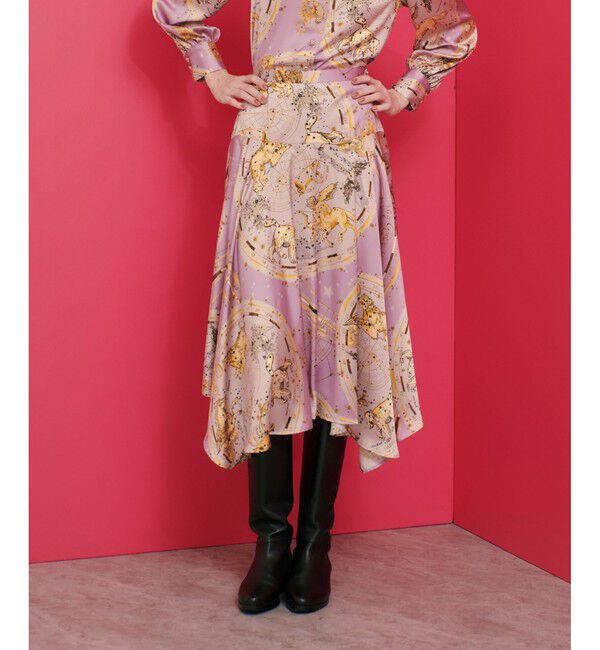 LOULOU WILLOUGHBY「【LOULOU WILLOUGHBY】ホロスコーププリントフレアスカート」|フレア|