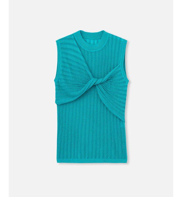 LOULOU WILLOUGHBY「【LOULOU WILLOUGHBY】シシュウツイストリブプルオーバー」|ニット・セーター|ターコイズ