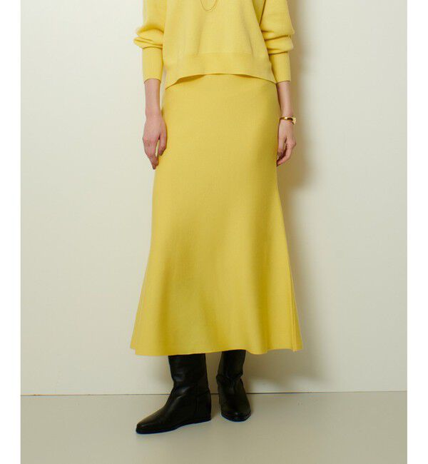 allureville「ウール混Ｗフェイスナローマーメイドスカート」|スカート|ライトイエロー