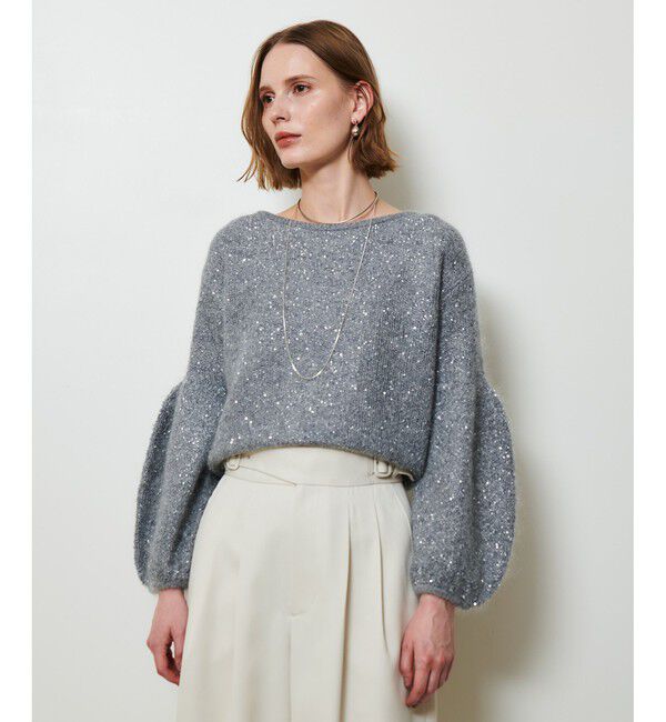 allureville「モヘヤ混スパンコールプルオーバー」|ニット・セーター|