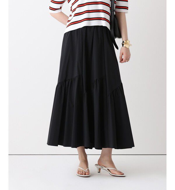 allureville「◇バイヤス切替ギャザースカート」|スカート|ブラック