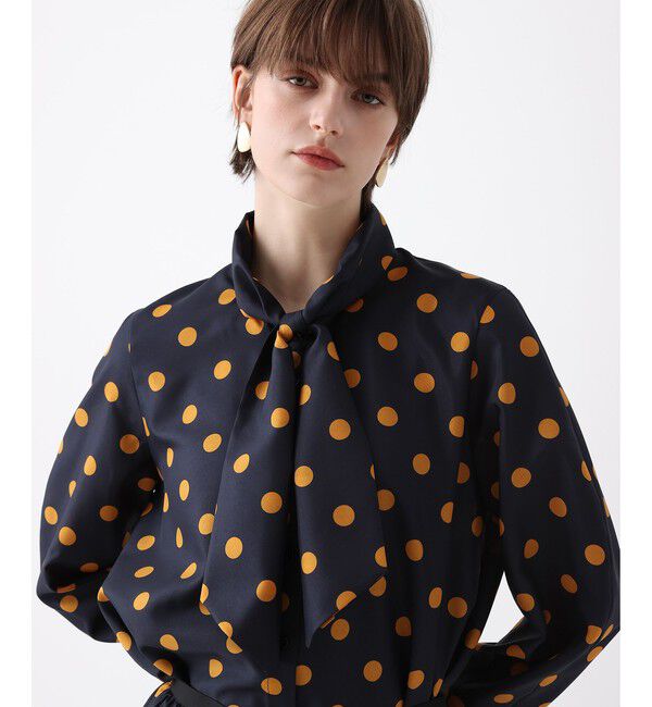 allureville「ポルカドットブラウス」|シャツ・ブラウス|ネイビー