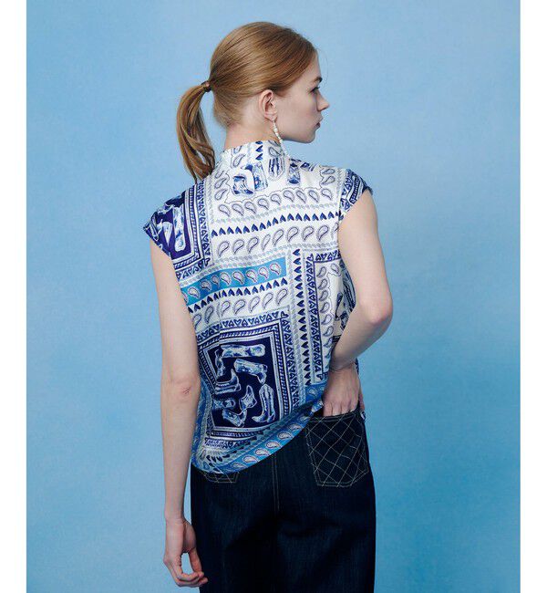 LOULOU WILLOUGHBY「WEB 一部店舗限定【LOULOU WILLOUGHBY】ウエスタンスカーフプリントリボンブラウス」|シャツ・ブラウス|