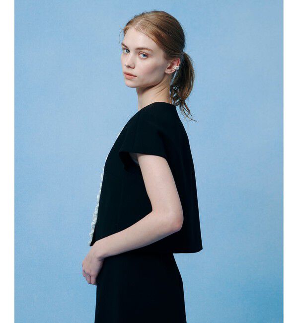 LOULOU WILLOUGHBY「【LOULOU WILLOUGHBY】ダブルクロスフリルジャケット」|ノーカラージャケット|