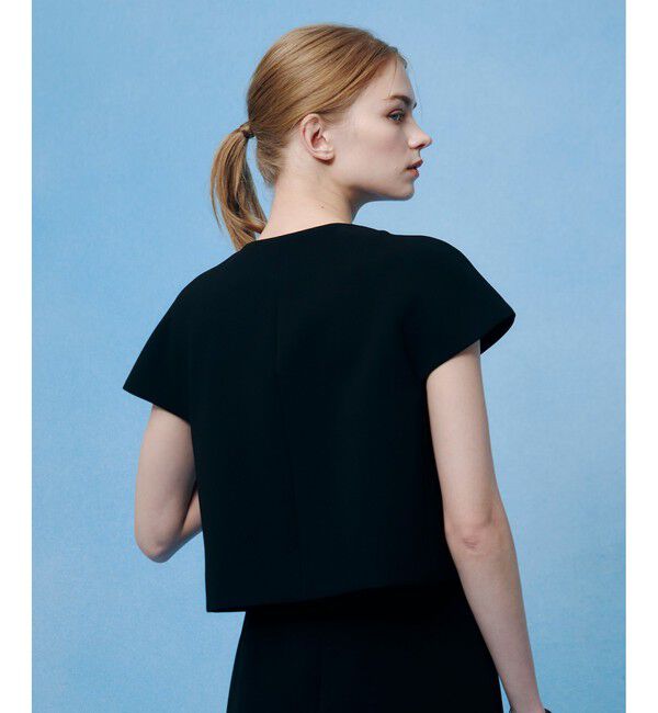 LOULOU WILLOUGHBY「【LOULOU WILLOUGHBY】ダブルクロスフリルジャケット」|ノーカラージャケット|