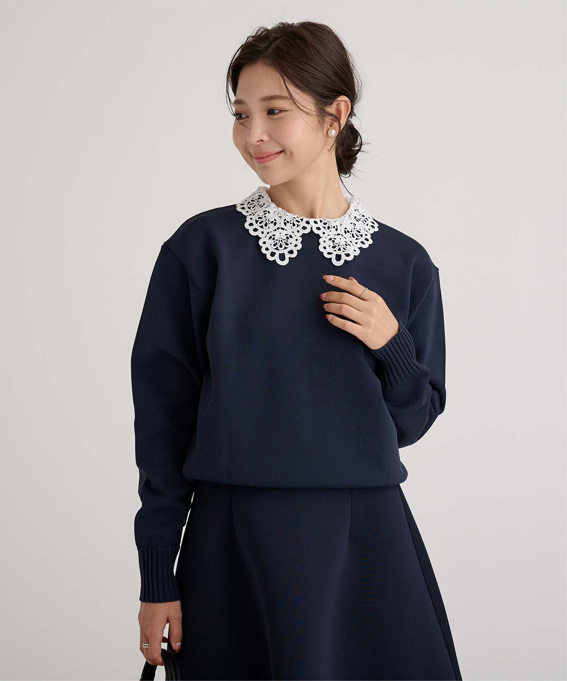 ur's「襟付きニットプルオーバー」|ニット・セーター|ネイビー