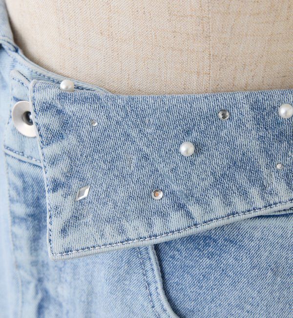  「ウェスト折り返しデニムミニスカート」|スカート|