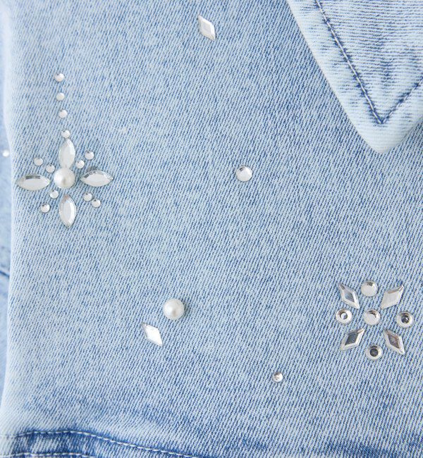  「ビジューデニムジャケット」|ダウン|