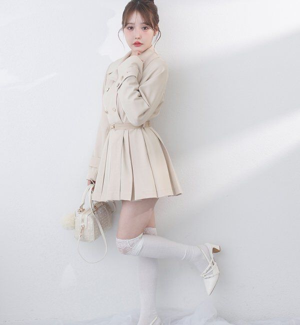  「【SMサイズ展開あり】ウエストベルトプリーツミニトレンチ」|その他|