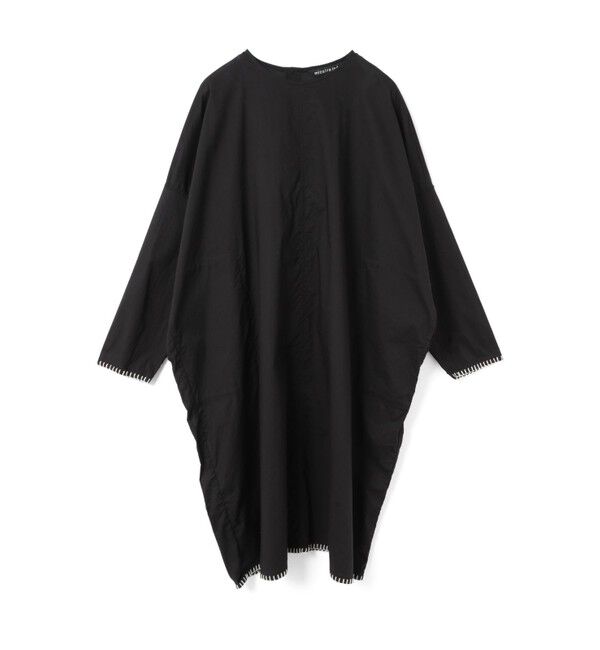 mizuiro ind「mizuiro ind ブランケットステッチワイドワンピース」|ワンピース|ブラック
