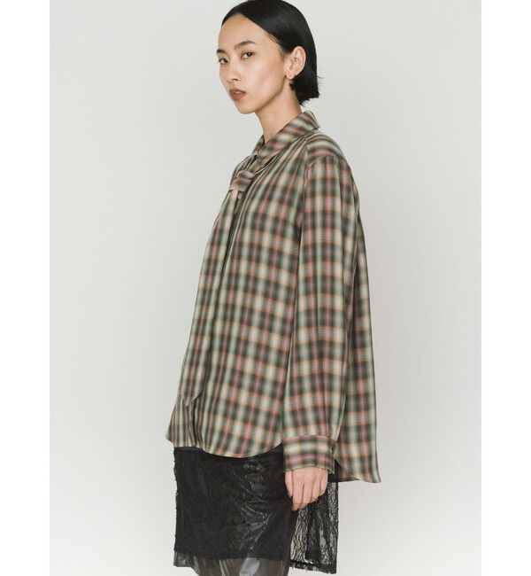 MIDIUMISOLID「MIDIUMISOLID for Ladies チェックレギュラーカラータイ付シャツ」|シャツ・ブラウス|