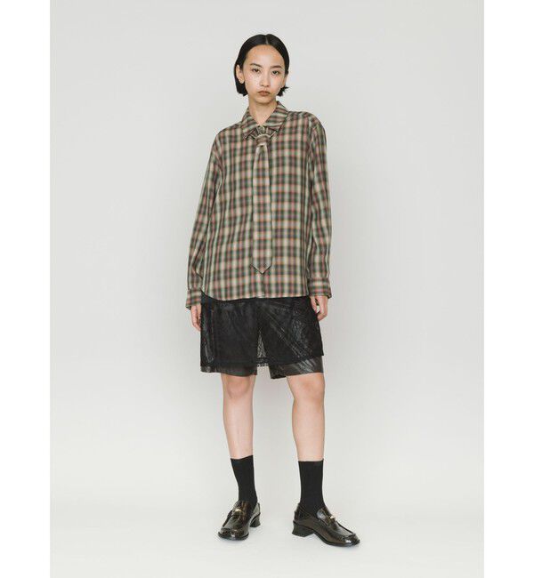 MIDIUMISOLID「MIDIUMISOLID for Ladies チェックレギュラーカラータイ付シャツ」|シャツ・ブラウス|