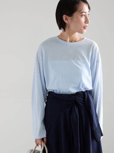 Te chichi「シルケット天竺クルーネックロンT《2026 spring catalog item》」|Tシャツ・カットソー|サックスブルー