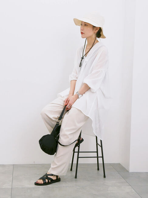 Samansa Mos2 blue「◎シフォンタックブラウス」|シャツ・ブラウス|