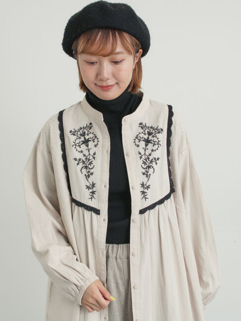 Samansa Mos2「【S/Mサイズ】切替配色刺繍ワンピース」|ワンピース|