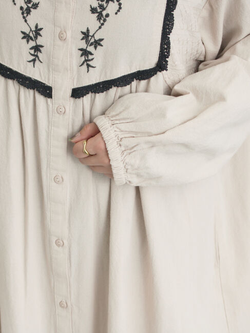 Samansa Mos2「【S/Mサイズ】切替配色刺繍ワンピース」|ワンピース|