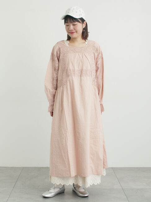 Samansa Mos2「ローズ柄レーススクエアネックワンピース」|ワンピース|