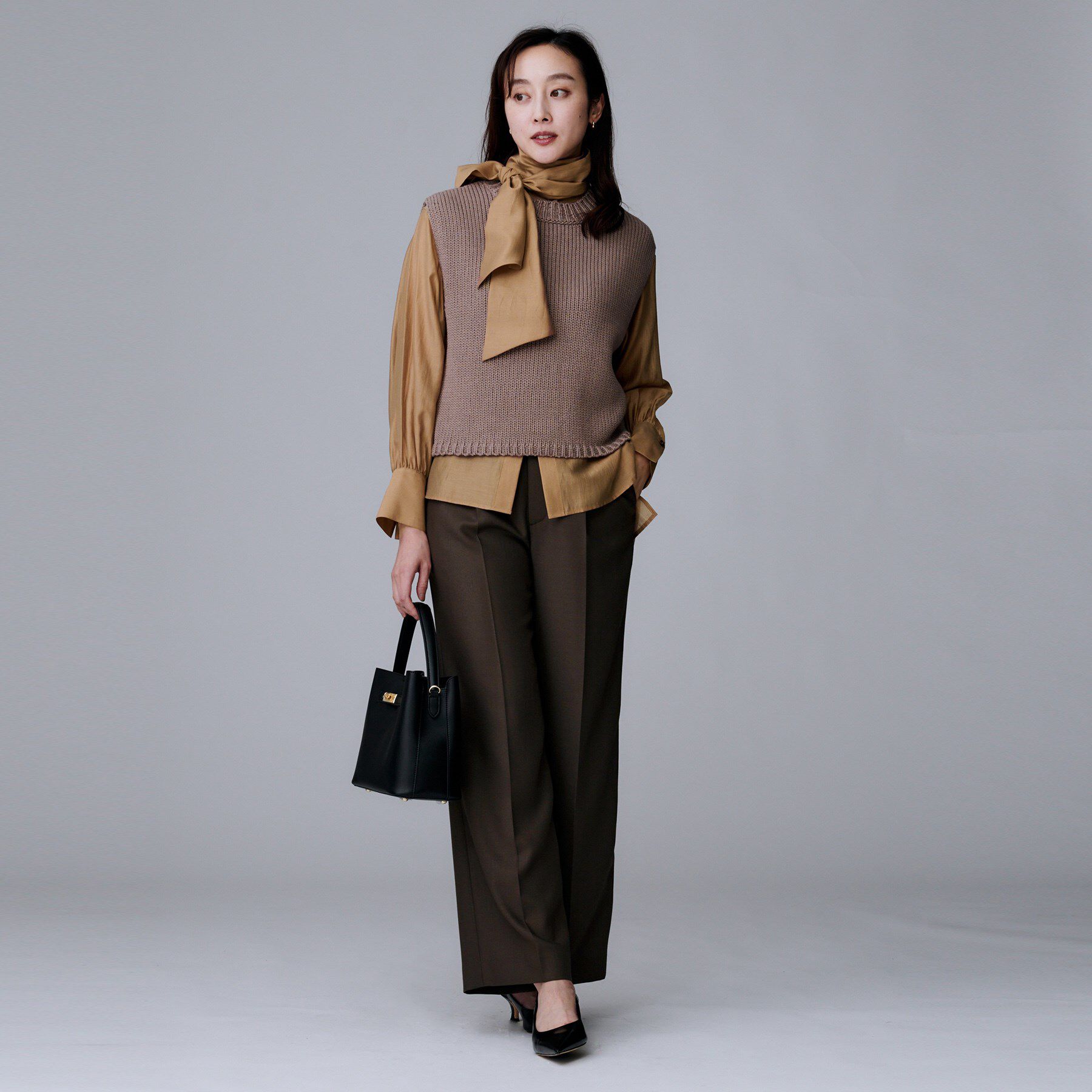 UNTITLED「【ボウタイリボン/バンドカラー/レイヤード】2WAYシアーブラウス」|シャツ・ブラウス|